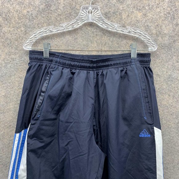 Adidas Sweatpants Men Large Blue Navy Athletic Outdoors Polyester Gym Vintage - Picture 2 of 13
